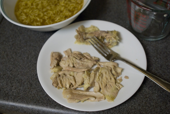 Ramen and Shredded Boiled Chicken Thighs