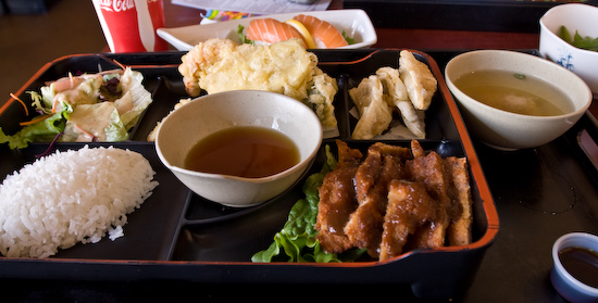 Tasman Teriyaki - Bento Box #2 - Tonkatsu, Tempura, and Gyoza