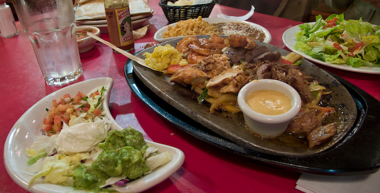 Chevy's - Mixed Grill Fajitas with a Side Caesar Salad