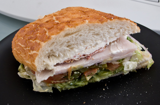 Snack Depot - Turkey, Bacon, Cream Cheese, and Avocado on Dutch Crunch Sandwich