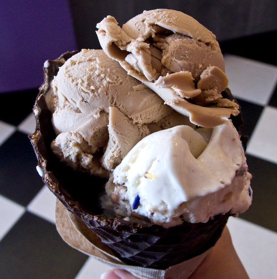 Ben & Jerry’s Ice Cream - Coffee and Butter Pecan Ice Cream in a Chocolate Waffle Cone