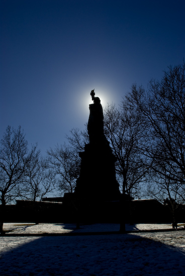 Backlit Statue of Liberty