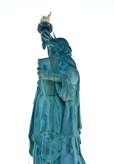 Backlit Statue of Liberty
