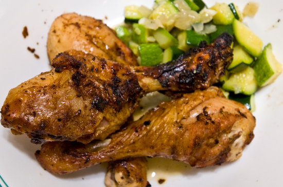 Lime Marinated Grilled Chicken Drumsticks and Zucchini