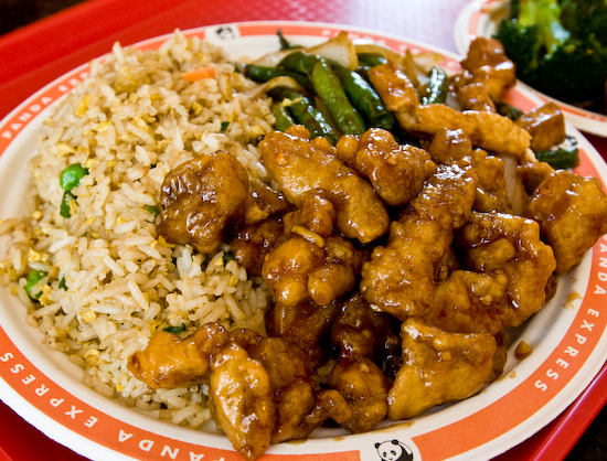 Panda Express - Fried Rice, Orange Chicken, and Green Beans