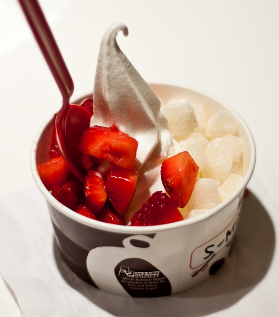 Red Mango - Original Frozen Yogurt with Strawberries and Mochi