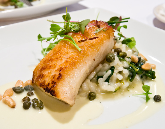 Zoot - Roasted Kona snapper with wild mushroom and spinach risotto, beurre blanc, capers and pine nuts