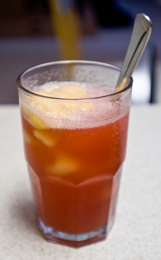 Blood Orange Sparkling Juice with Homemade Pineapple Sorbet