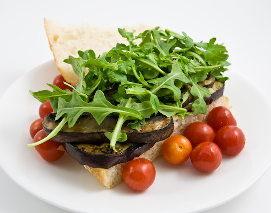 Eggplant and Portabello Mushroom Sandwich