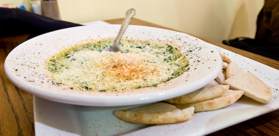 The Root Cellar Cafe - Spinach Artichoke Dip with Pita Chips