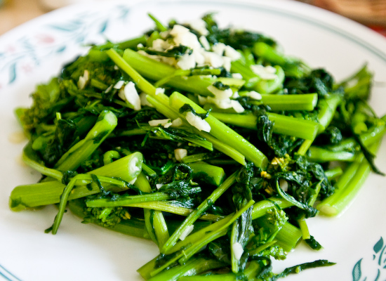 Broccoli rabe sauteed in garlic and olive oil