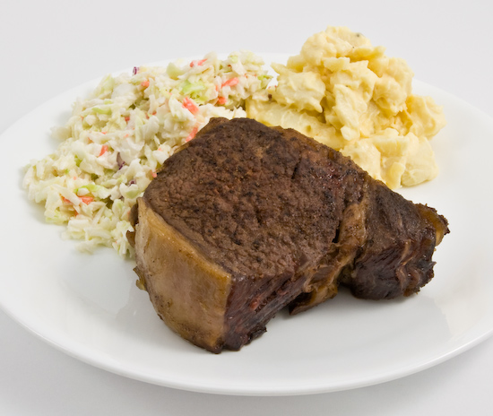 Ribeye steak with Cole Slaw and Potato Salad
