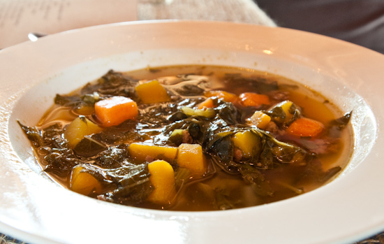 Dai Due Supper Club - Pumpkin and Kale Soup with Venison Chorizo