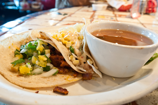 Guero’s Taco Bar - Fish and Al Pastor Tacos