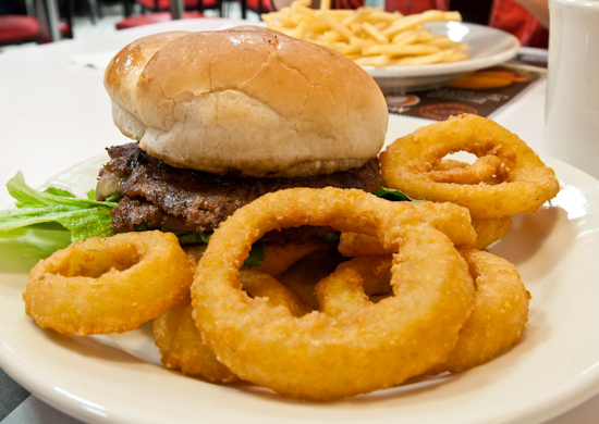 Steak ‘n Shake - Portabello and Swiss Burger with Onion Rings