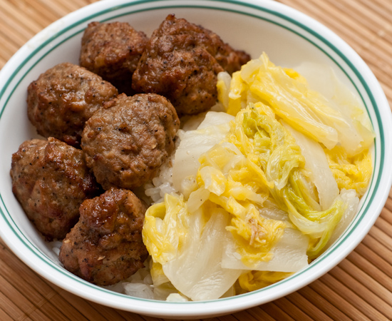 Teriyaki Meatballs and Napa Cabbage