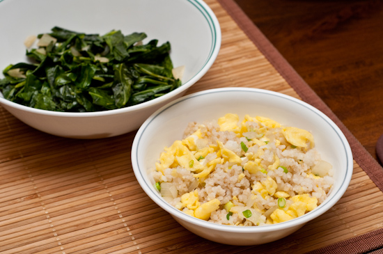 Egg Fried Rice and Collard Greens