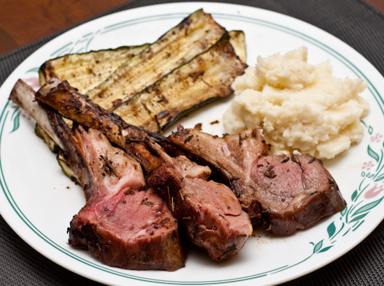 Leftover Lamb Chops with Mashed Potatoes and Zucchini