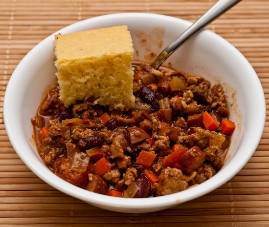 Leftover Chili with Cornbread