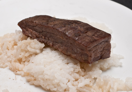 Leftover flank steak and rice