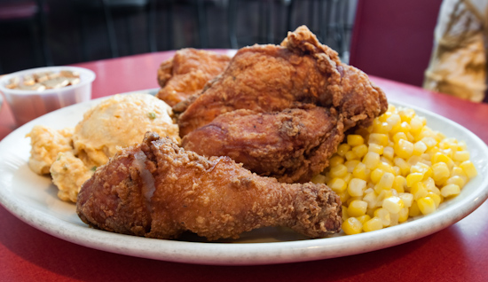 Hard Knox Cafe - Fried Chicken with Potato Salad and Corn
