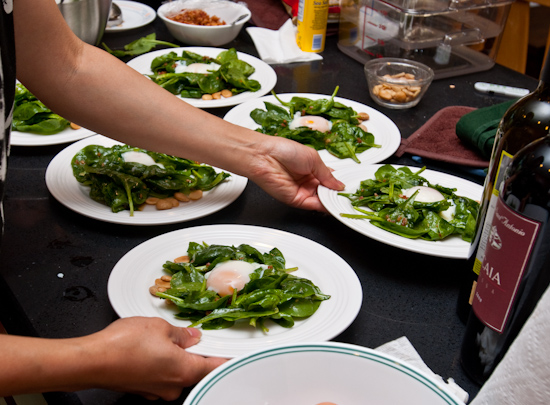 Preparing Wilted Spinach Salad