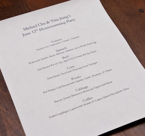 Prime Rib Dinner Menu