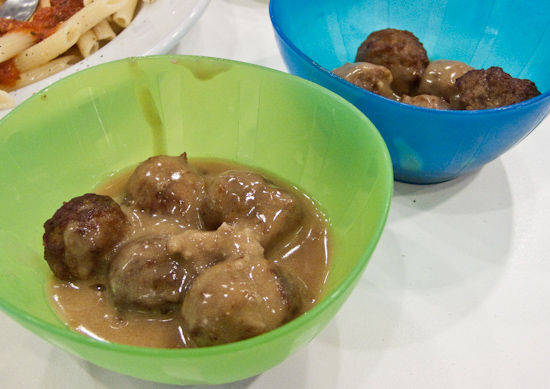IKEA - two child servings of meatballs with gravy