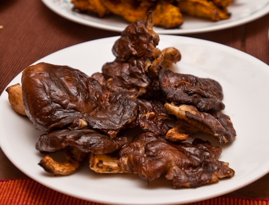 Grilled fresh shiitake mushrooms