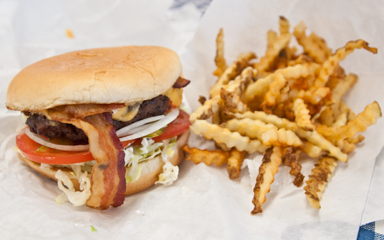 Mighty Fine Burgers - Bacon Cheeseburger and Fries