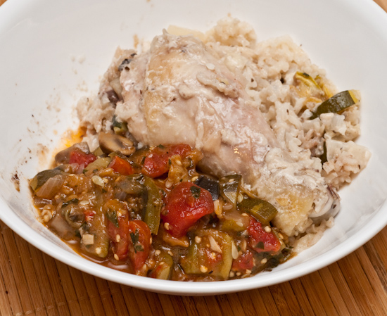 Chicken and Rice Oven Bake with Ratatouille