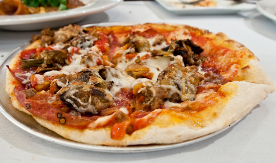 Soleil - Pizza with Sausage & Coppa + Artichokes, Sweet Peppers & Provolone