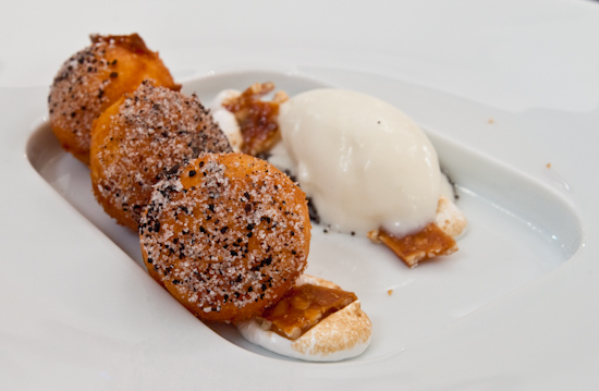Congress - Sweet potato beignets (topped with sugar and black pepper) and salted butter sorbet