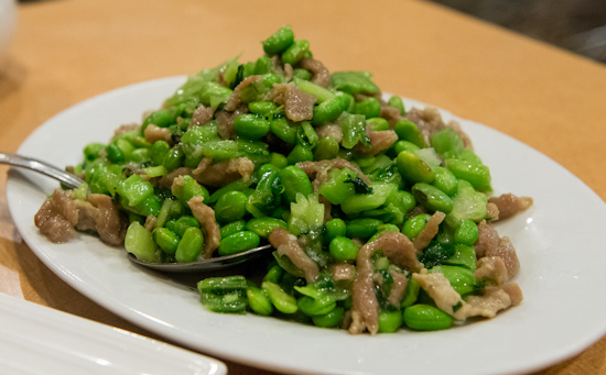 Shredded Pork with Mustard Green and Lima Beans
