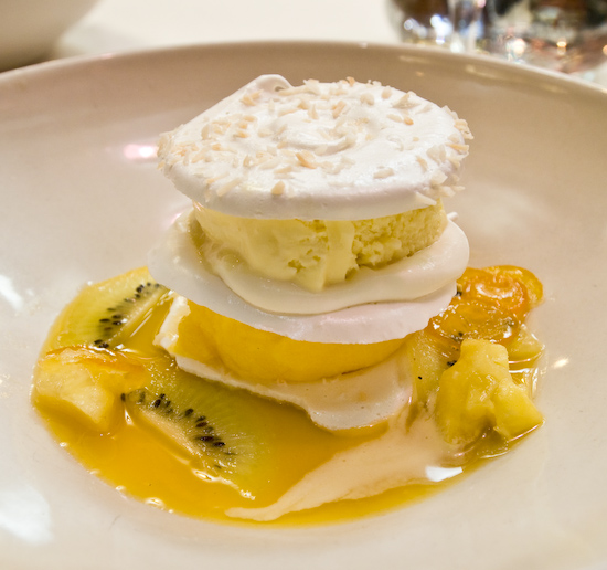 Chez Panisse - Passion fruit ice cream and tangerine sherbet meringata