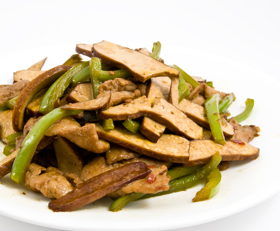 Green Bell Pepper, Bean Curd, and pork stir-fry
