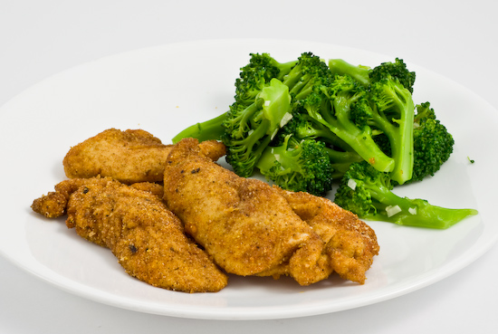 Chicken tenders and broccoli