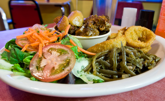 Victory Grill - Oxtail with Green Beans and Onion Rings
