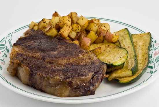 Rib Eye Steak with Red Potatoes and Zucchini