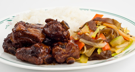 Sweet and Sour Pork Ribs, Mixed Vegetable Stir-Fry