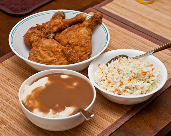 KFC - 6 Pieces Original Recipe Thighs and Legs, Mashed Potatoes, and Cole Slaw