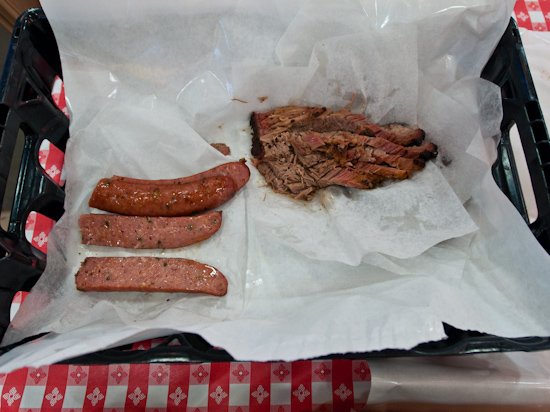 Rudy's BBQ - Jalapeno Sausage and 1/2 pound moist brisket