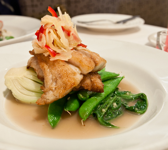 Zoot - Sautéed redfish with snap peas, boy choy, fennel salad, hazelnuts and 5 spice broth