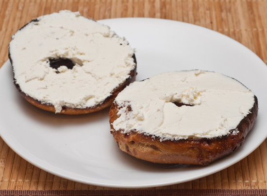 Toasted french toast bagel with cream cheese