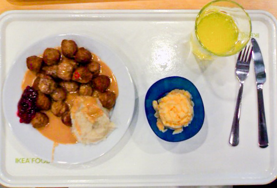 IKEA - Swedish meatballs with mashed potatoes and side of macaroni and cheese