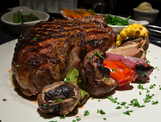Austin Land & Cattle Company - Grilled Kabob Vegetables with Porterhouse Steak