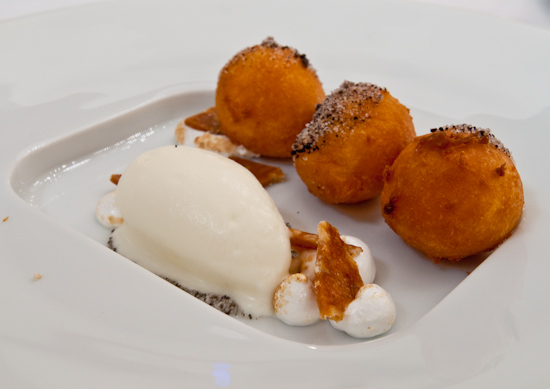 Congress - Sweet potato beignets (topped with sugar and black pepper) and salted butter sorbet