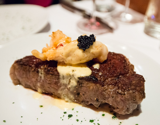 Dry Aged Prime New York Strip Steak with Truffled Poached Lobster Companion